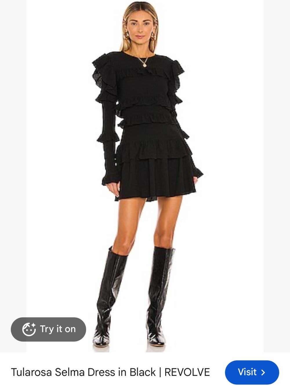 REVOLVE Tularosa Black Ruffle-Tiered Selma Dress